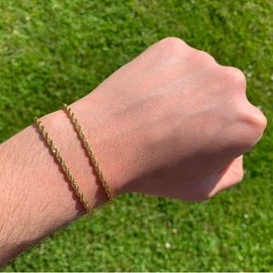 14k Gold Plated 3mm Rope Link Bracelet Men’s Women’s